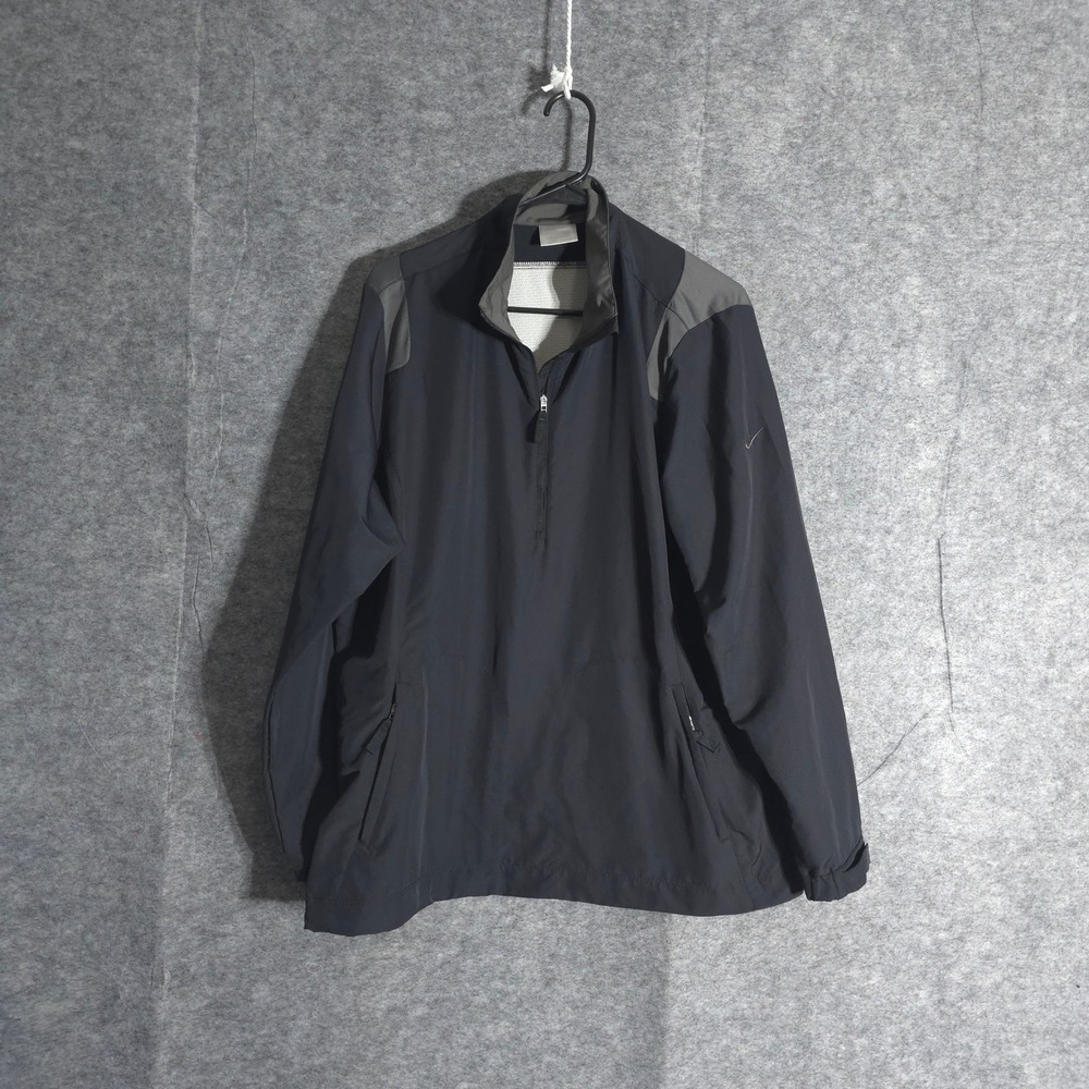 Nike Golf Women's XL Black Gray Half Zip Lightweight Jacket Athletic Swoosh Logo